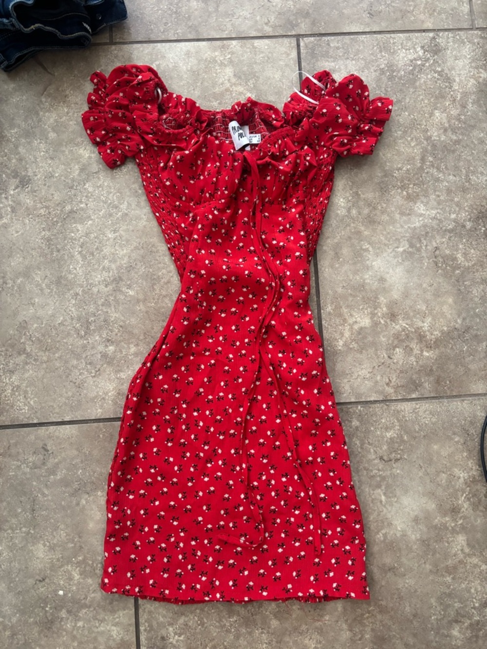 Princess Polly Red Floral Off-Shoulder Mini Dress